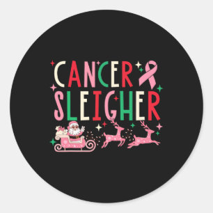 Kreeft Kerst Roze Lint Santa Sleigh Rendier Ronde Sticker