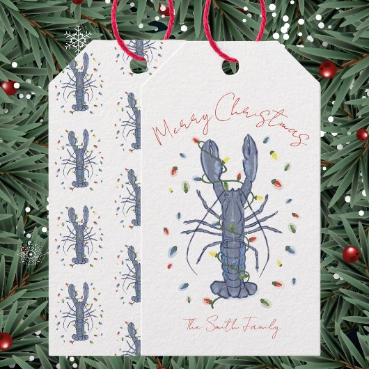 Kreeft Kerstkaart Cadeaulabel