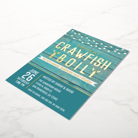 Kreeft Kook Familie Reünie Zeevruchten Feestje Folie Uitnodiging (Gedraaid)