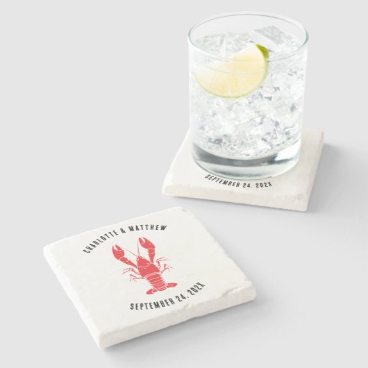 Kreeft Kook Kust Strand Huwelijk Custom Stenen Onderzetter (Zijkant)