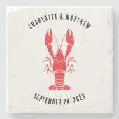 Kreeft Kook Kust Strand Huwelijk Custom Stenen Onderzetter (Voorkant)