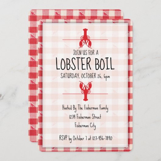 Kreeft Kook Rood en Witte Herfst Strandfeest Kaart (Voorkant / Achterkant)