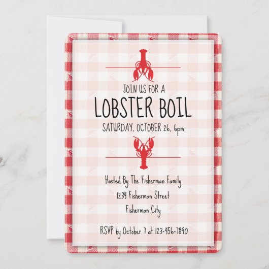 Kreeft Kook Rood en Witte Herfst Strandfeest Kaart (Voorkant)