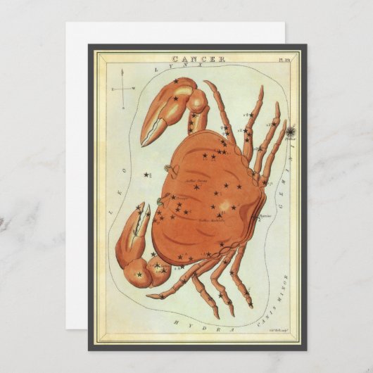 Kreeft Krab Antieke Constellatie, Urania's Spiegel Kaart (Voorkant / Achterkant)