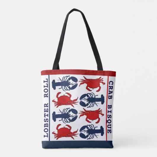 Kreeft Krab Rood Wit Blauw Doek Canvas tas (Achterkant)
