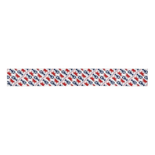 Kreeft Krabben Patriottisch Zomer Patroon Grosgrain Lint (Voorkant)