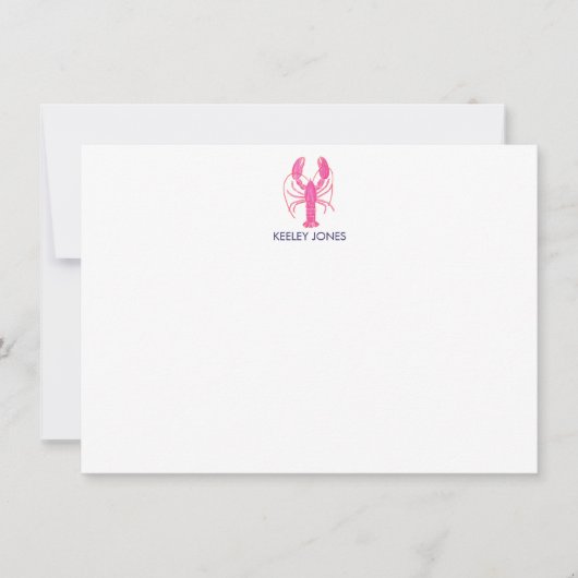 Kreeft Kustchic Gepersonaliseerde Platte Nota Kaar Notitiekaartje (Voorkant)