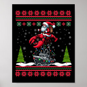 Kreeft Lelijke Kerstcadeaus Santa Riding Kreeft Ch Poster