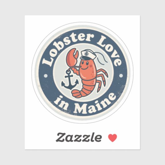 Kreeft Liefde_ Maine Maritiem Kunstwerk Sticker (Vel)