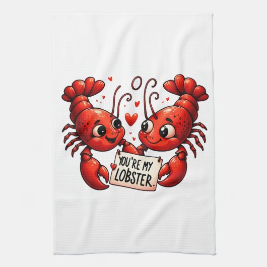 kreeft liefde puns theedoek (Verticaal)