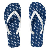 Kreeft marine blauw wit patroon teenslippers (Voetbed)