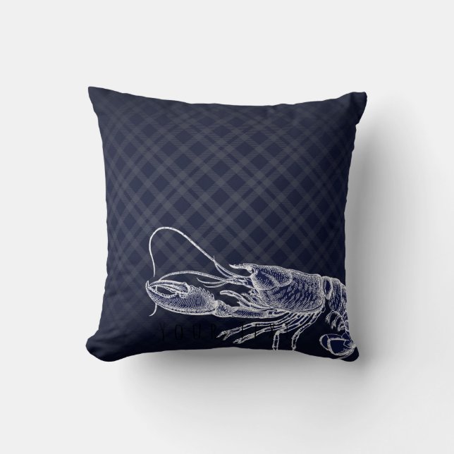  kreeft marineblauw elegant Zee voedsel oceaan Kussen (Voorkant)