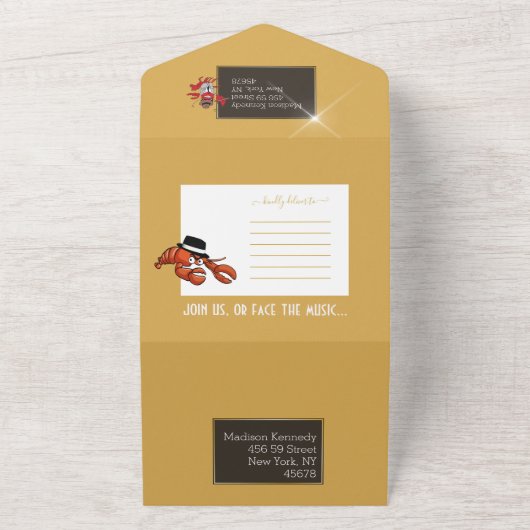 Kreeft Mobster 🦞 Funny Cartoon Gangster All In One Uitnodiging (Buitenkant)