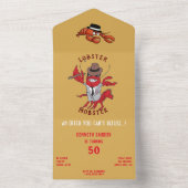 Kreeft Mobster 🦞 Funny Cartoon Gangster All In One Uitnodiging (Binnen)