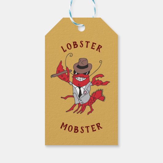 Kreeft Mobster 🦞 Funny Cartoon Gangster Cadeaulabel (Achterkant)