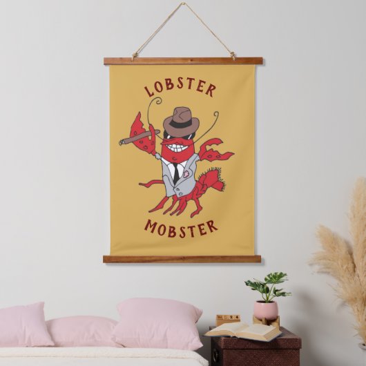 Kreeft Mobster 🦞 Funny Cartoon Gangster Hangend Wandkleed (Slaapkamer)