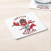 Kreeft Mobster 🦞 Funny Cartoon Gangster Kartonnen Onderzetters (Schuin)