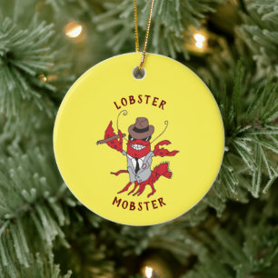 Kreeft Mobster 🦞 Funny Cartoon Gangster Keramisch Ornament