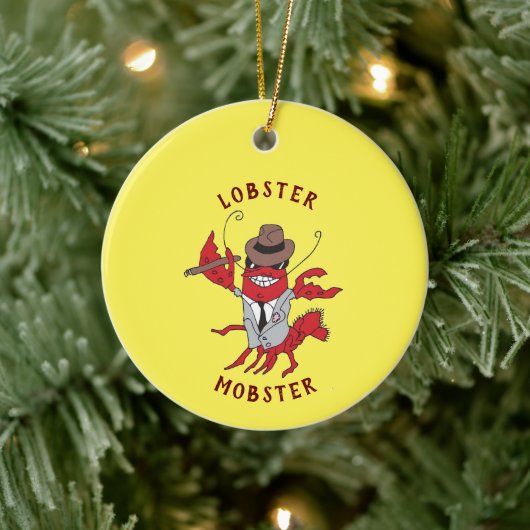 Kreeft Mobster 🦞 Funny Cartoon Gangster Keramisch Ornament (Boom)