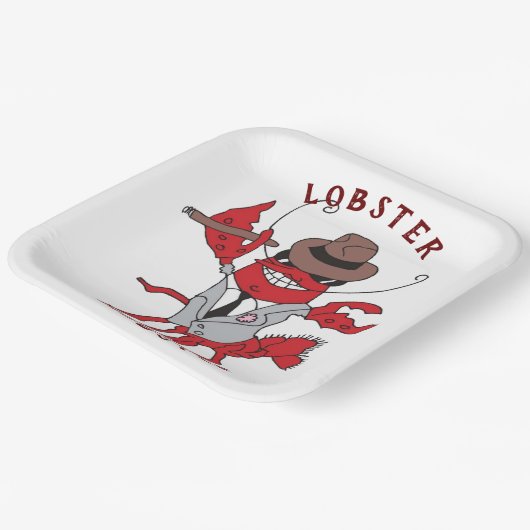 Kreeft Mobster 🦞 Funny Cartoon Gangster Papieren Bordje (Gebogen)