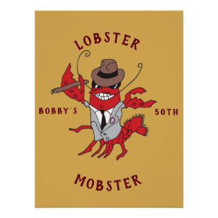 Kreeft Mobster 🦞 Funny Cartoon Gangster Perfect Poster