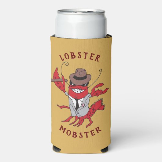 Kreeft Mobster 🦞 Funny Cartoon Gangster Seltzer Blikjeskoeler (Seltzer Voorkant)
