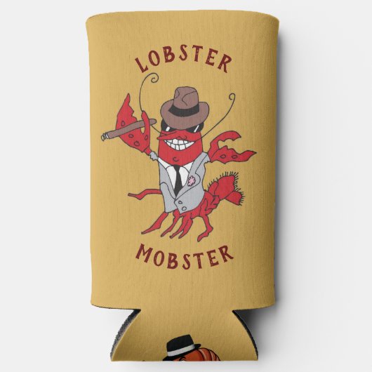 Kreeft Mobster 🦞 Funny Cartoon Gangster Seltzer Blikjeskoeler (Voorkant)