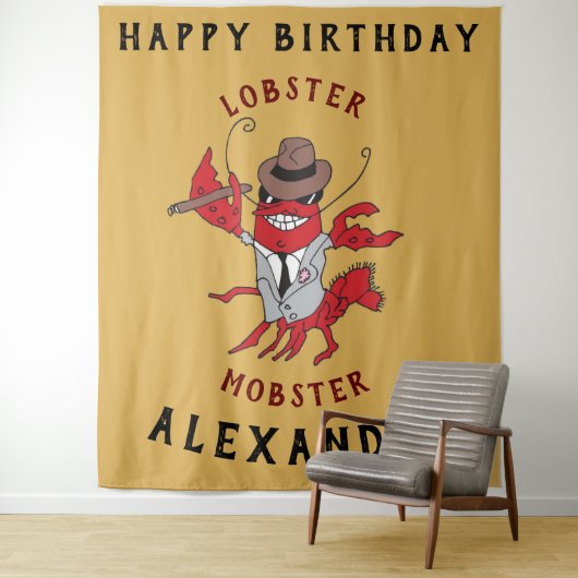 Kreeft Mobster 🦞 Funny Cartoon Gangster Wandkleed (In situ)