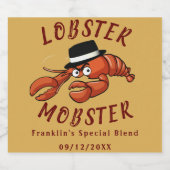 Kreeft Mobster 🦞 Schattigee Cartoon gangster met  Bier Etiket (Enkel label)