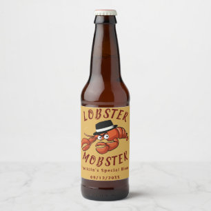 Kreeft Mobster 🦞 Schattigee Cartoon gangster met  Bier Etiket