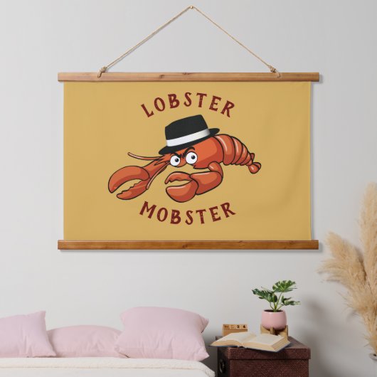 Kreeft Mobster 🦞 Schattigee Cartoon gangster met  Hangend Wandkleed (Slaapkamer)