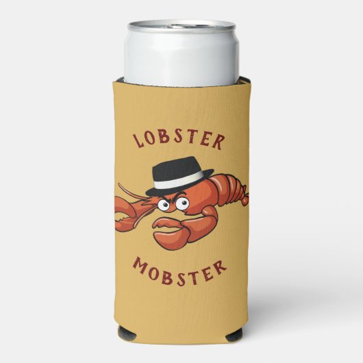 Kreeft Mobster 🦞 Schattigee Cartoon gangster met  Seltzer Blikjeskoeler (Seltzer Voorkant)