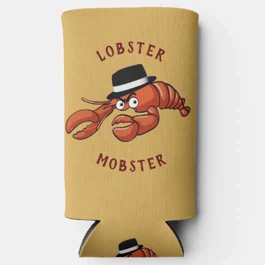 Kreeft Mobster 🦞 Schattigee Cartoon gangster met  Seltzer Blikjeskoeler (Voorkant)