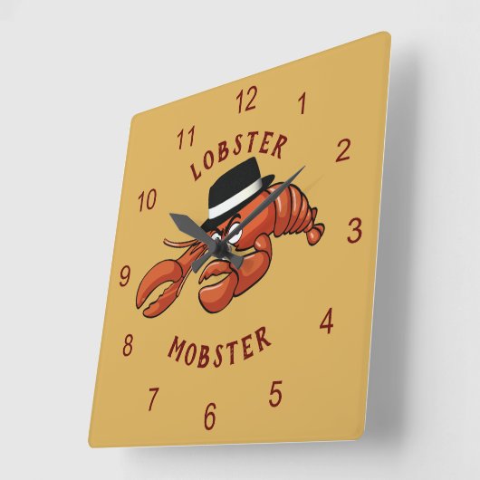 Kreeft Mobster 🦞 Schattigee Cartoon gangster met  Vierkante Klok (Hoek)