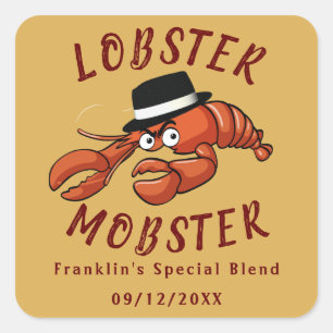 Kreeft Mobster 🦞 Schattigee Cartoon gangster met Vierkante Sticker