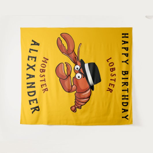 Kreeft Mobster 🦞 Schattigee Cartoon gangster met Wandkleed (Voorkant (horizontaal))