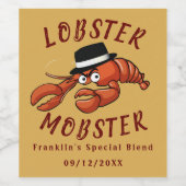 Kreeft Mobster 🦞 Schattigee Cartoon gangster met  Wijn Etiket (Enkel label)