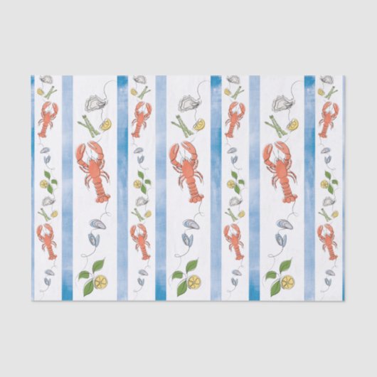 Kreeft Nautical Seafood Citrus Citrus Waterverf Tissuepapier (Voorkant)