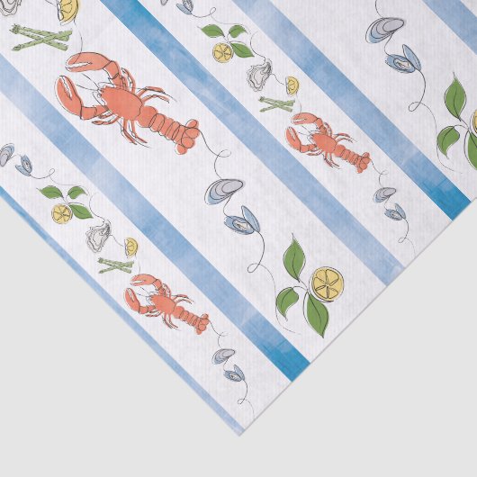 Kreeft Nautical Seafood Citrus Citrus Waterverf Tissuepapier (Detail)