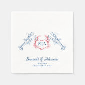 Kreeft Nautisch Monogram Script Marine Wedding Servet (Voorkant)