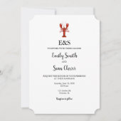 Kreeft nautische bruiloft monogram blauw gingham kaart (Voorkant)