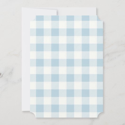 Kreeft nautische bruiloft monogram blauw gingham kaart (Achterkant)