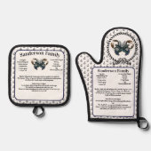 Kreeft Nautische Recept Sjabloon Ankerpatroon Ovenwant & Pannenlap Set (Voorkant)