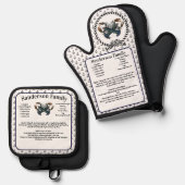 Kreeft Nautische Recept Sjabloon Ankerpatroon Ovenwant & Pannenlap Set (Voorkant / Achterkant)