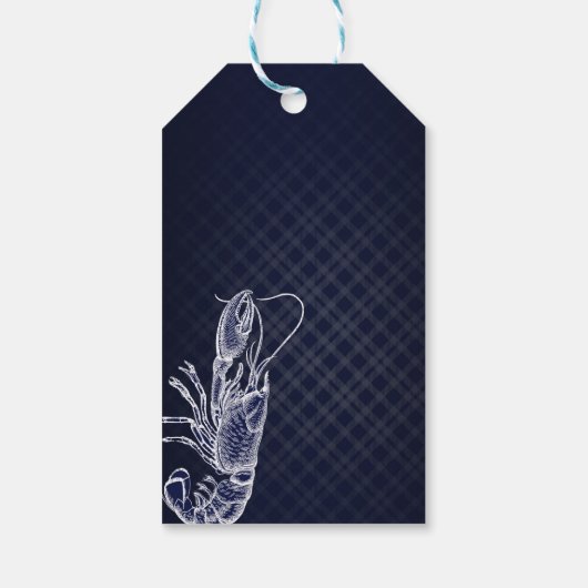  kreeft navy blauw elegante chique partij gunst cadeaulabel (Achterkant)