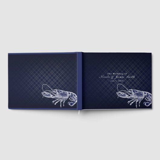 kreeft Navy Blue Elegant Chic Wedding Gastenboek (Volledig)