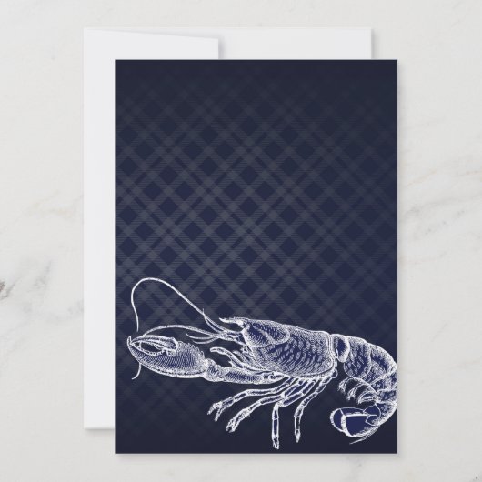 kreeft Navy Blue Elegant Invitations Kaart (Achterkant)