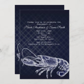 kreeft Navy Blue Elegant Invitations Kaart (Voorkant / Achterkant)