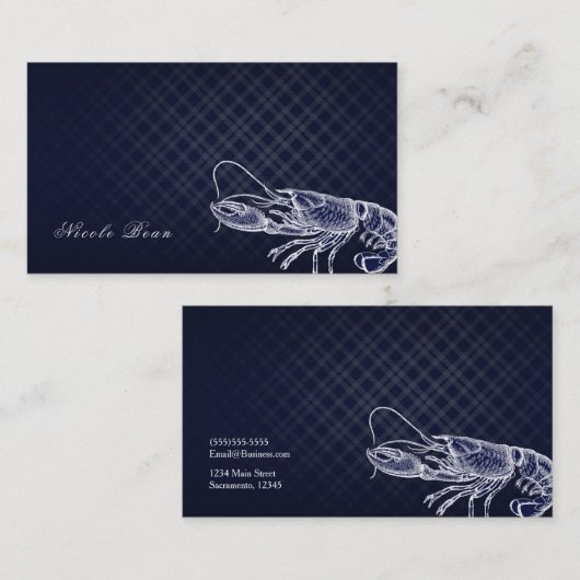 kreeft Navy Blue Elegant Zee Food Custom Visitekaartje (Voorkant / Achterkant)