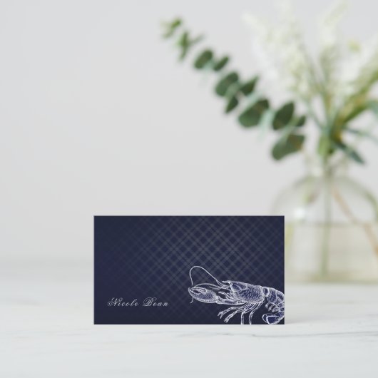  kreeft Navy Blue Elegant Zee Food Custom Visitekaartje (Staand voorkant)